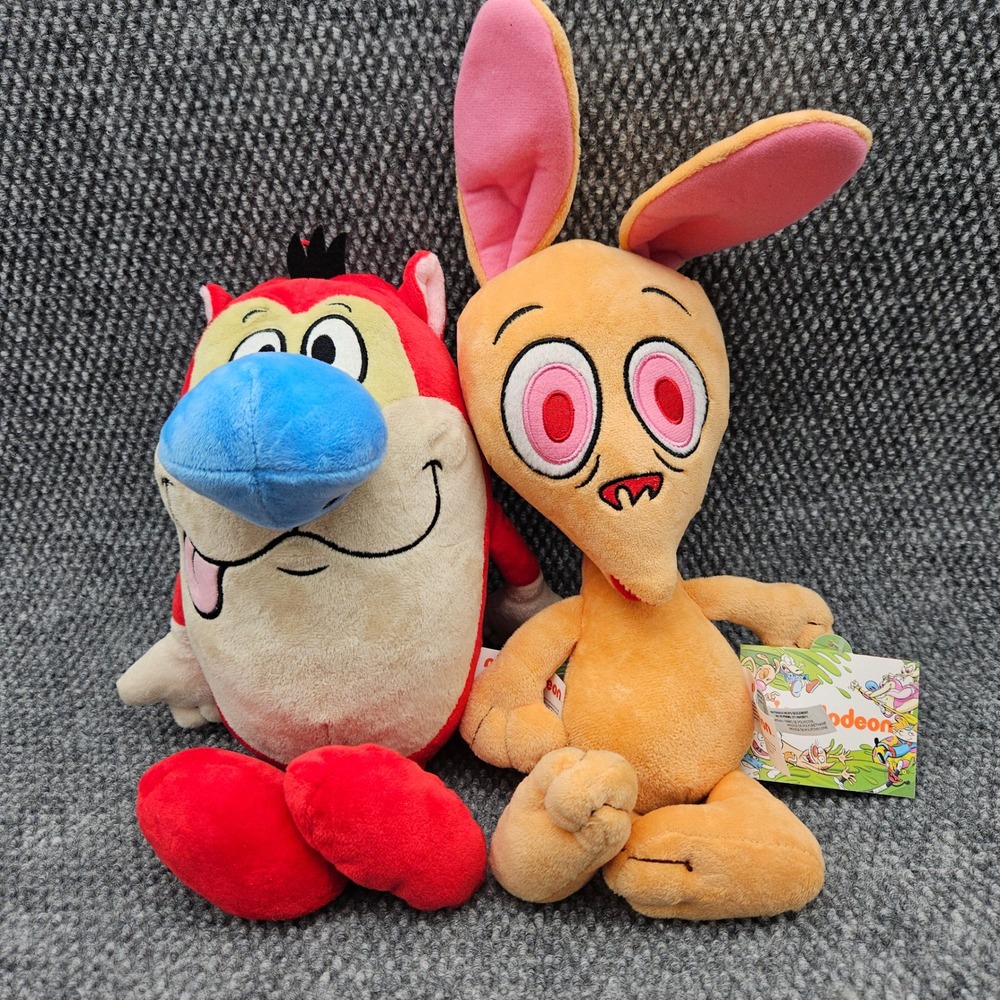 Nickelodeon Ren and Stimpy 2018 Plush Set Stuffed Animal Cartoon Toy Viacom Tags